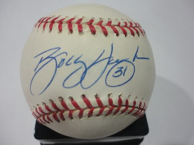 BOBBY HUGHES MILWAUKEE BREWERS SIGNED AUTOGRAPHED N.L. BASEBALL W/COA