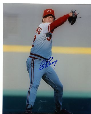 TOM BROWNING CINCINNATI REDS #32 SIGNED AUTOGRAPHED 8X10 PHOTO