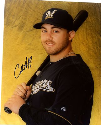 CALEB GINDL MILWAUKEE BREWERS SIGNED AUTOGRAPHED 8X10 PHOTO