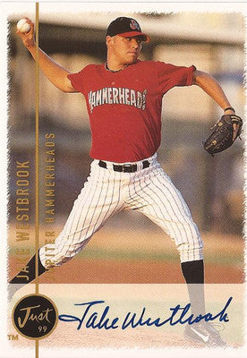 JAKE WESTBROOK JUPITER HAMMERHEADS SIGNED AUTOGRAPHED 1999 JUST MINORS CARD