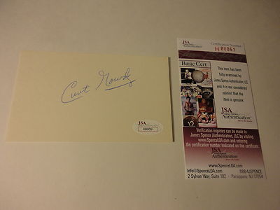 CURT GOWDY BOSTON REDSOX HOF ANNOUNCER LEGEND JSA COA 3X5 INDEX CARD VERY RARE