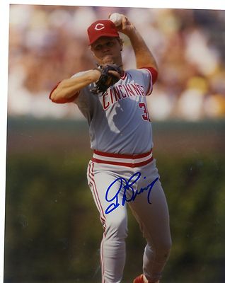 TOM BROWNING CINCINNATI REDS THROWING SIGNED AUTOGRAPHED 8X10 PHOTO