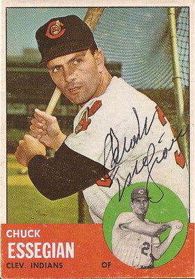 CHUCK ESSEGIAN CLEVELAND INDIANS SIGNED AUTOGRAPHED 1963 TOPPS CARD #103 W/COA
