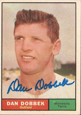 DAN DOBBEK MINNESOTA TWINS SIGNED AUTOGRAPHED 1961 TOPPS CARD #108 W/COA