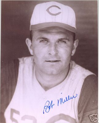 BOB MILLER (B/W) CINCINNATI REDS SIGNED 8X10 PHOTO