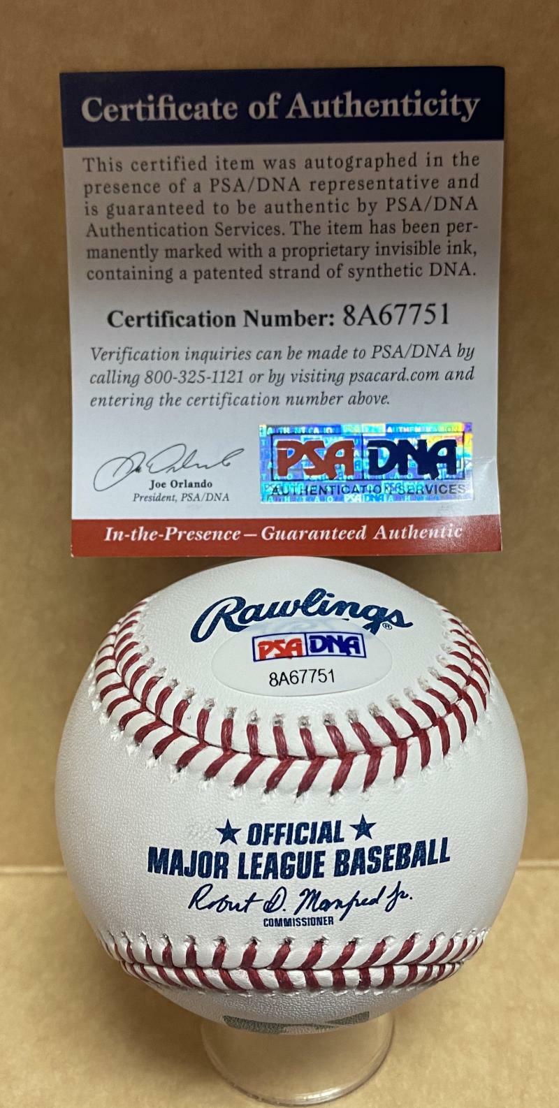 DREW WATERS ATLANTA BRAVES SIGNED AUTOGRAPHED M.L. BASEBALL PSA 8A67751
