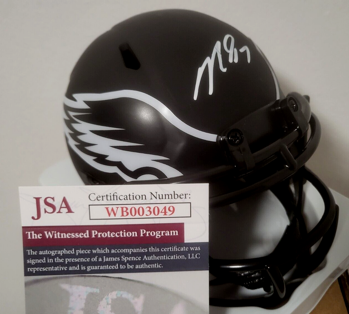 MICHAEL VICK ATLANTA FALCONS SIGNED AUTOGRAPHED BLACK MATTE MINI HELMET JSA
