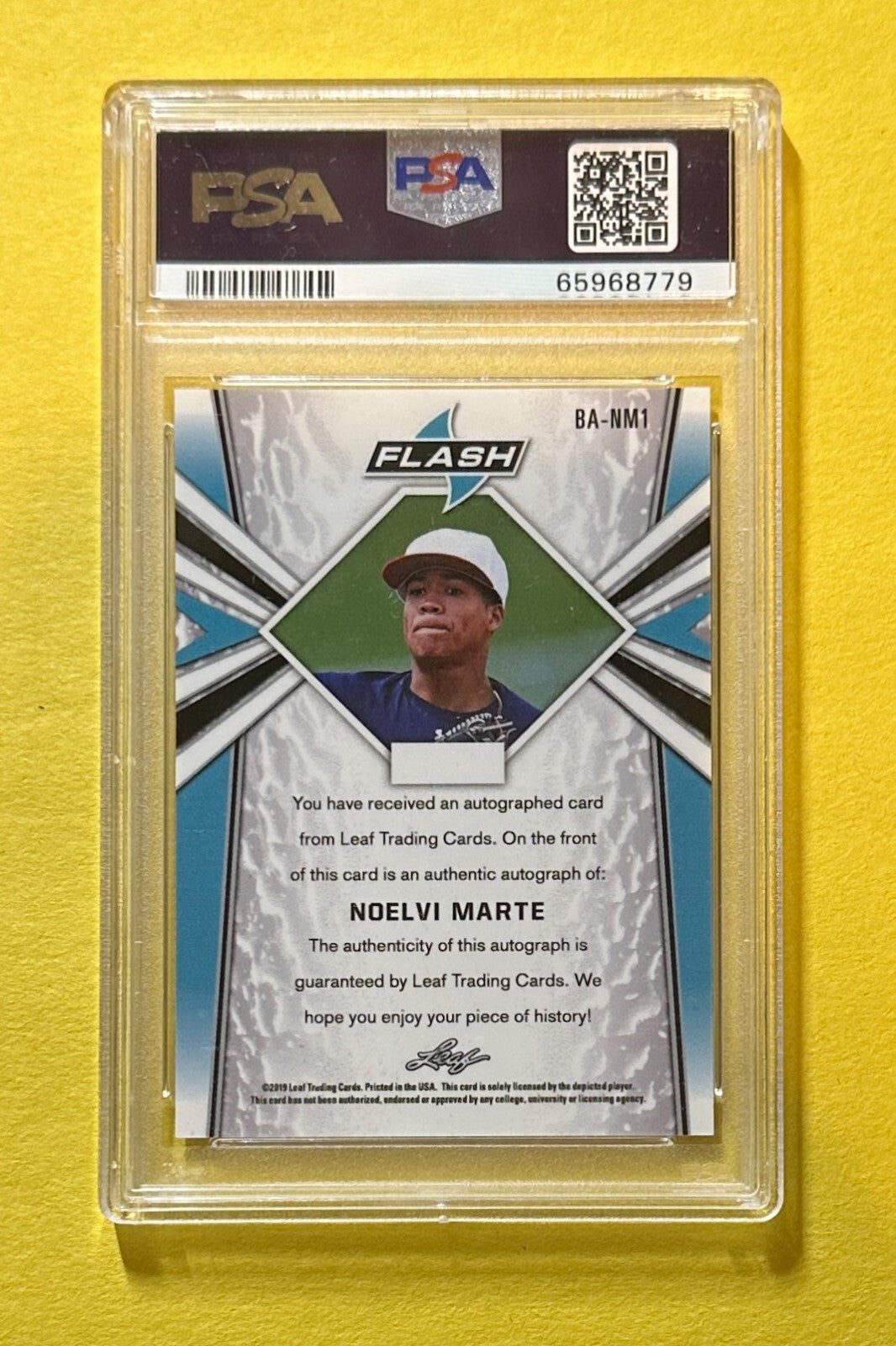 2020 LEAF FLASH NOELVI MARTE FLASHBACK AUTO #BA-NM1 PSA MINT 9