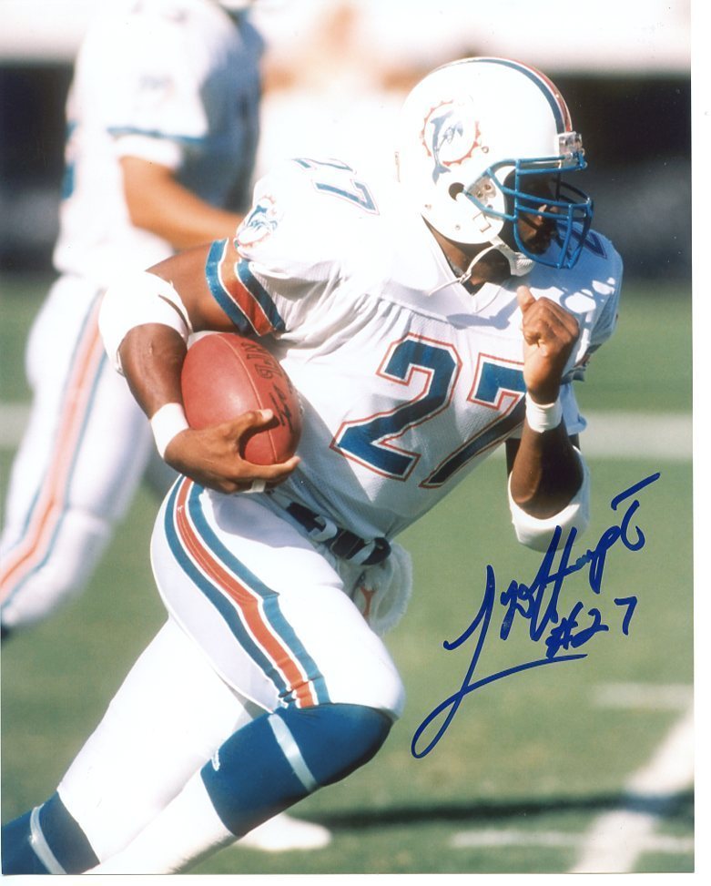 LORENZO  HAMPTON  MIAMI  DOLPHINS  SIGNED 8X10  PHOTO