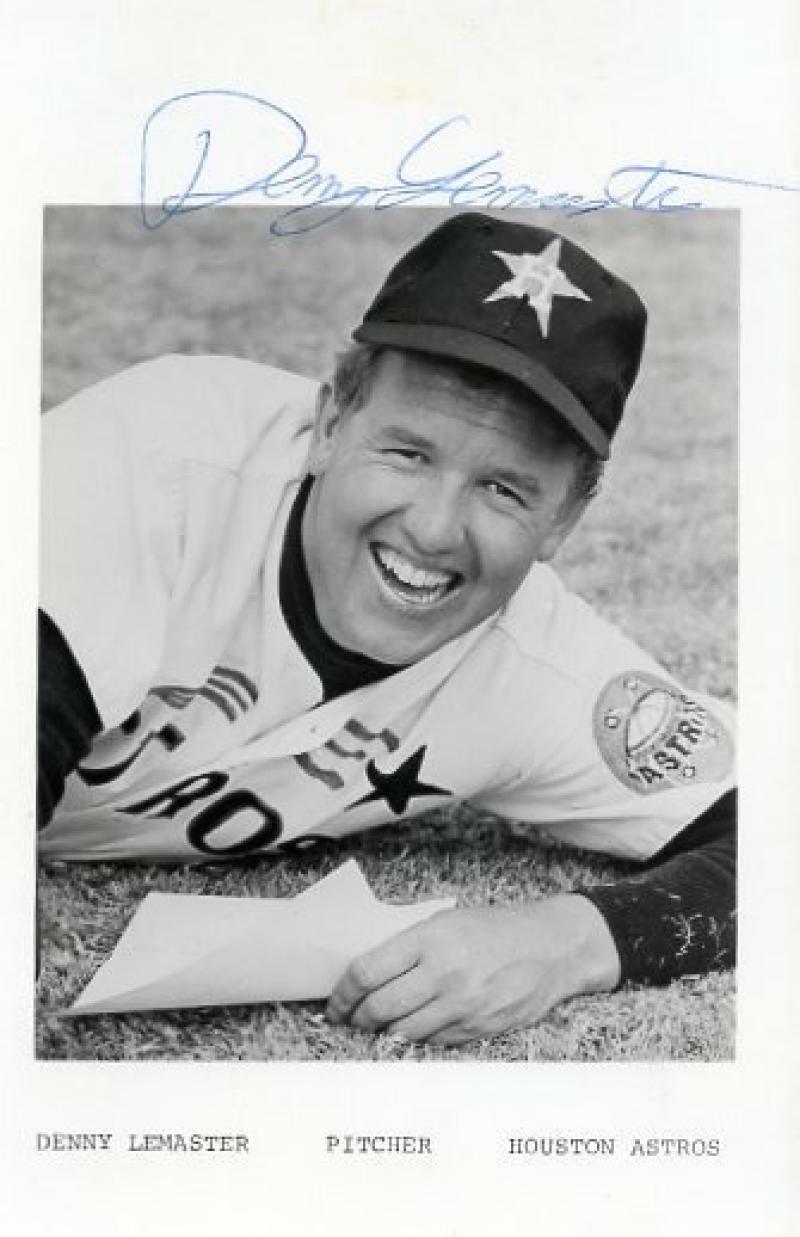 DENNY LEMASTER HOUSTON ASTROS SIGNED 4X6 POSTCARD W/ COA