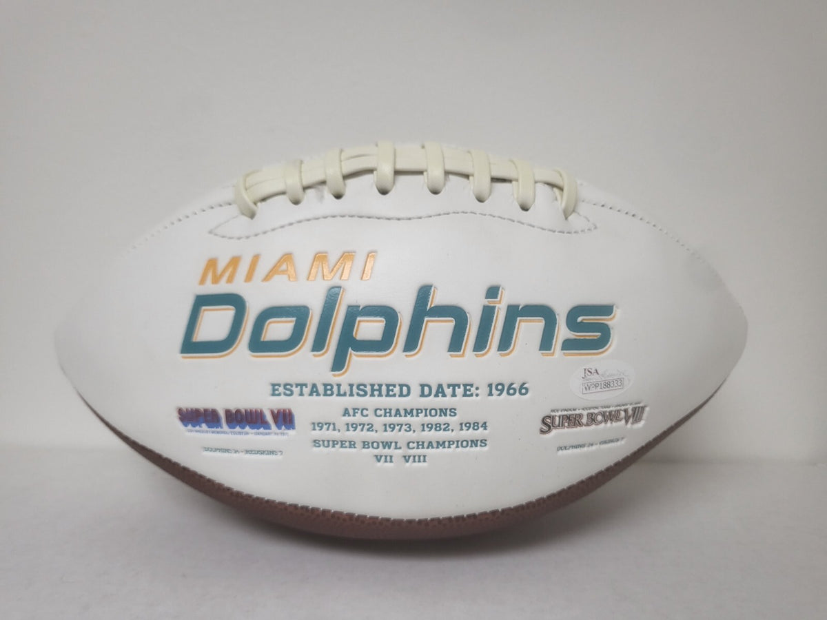 FRANK GORE MIAMI DOLPHINS SIGNED AUTOGRAPHED TEAM LOGO WHITE PANEL FOOTBALL JSA