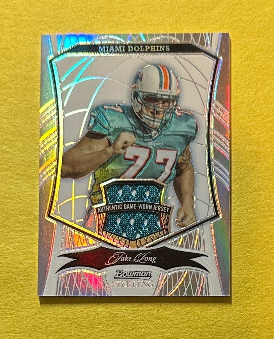 2009 BOWMAN STERLING JAKE LONG RELIC REFRACTOR /199 #72 DOLPHINS
