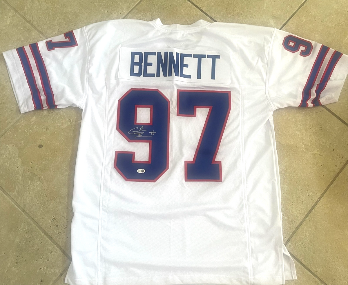 CORNELIUS BENNETT SIGNED BILLS WHITE THROWBACK CUSTOM JERSEY JSA