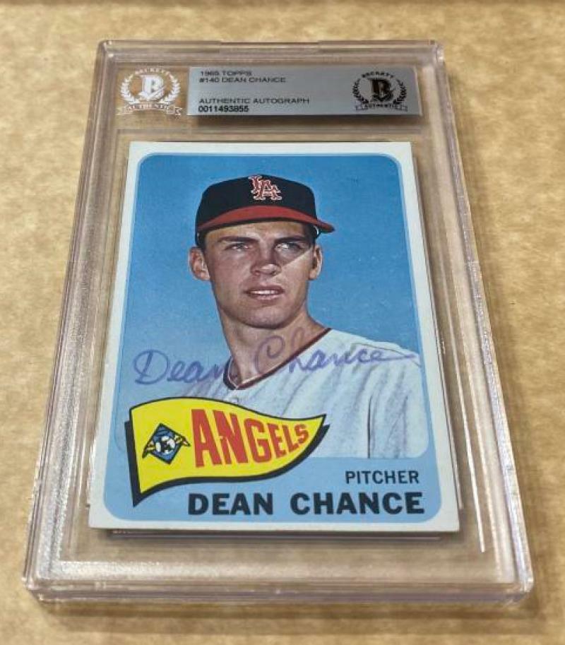 1965 TOPPS DEAN CHANCE ANGELS SIGNED CARD BECKETT AUTHENTIC AUTOGRAPHED
