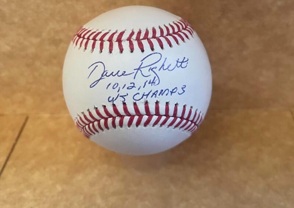 DAVE RIGHETTI 10,12, 14 WS CHAMPS SIGNED AUTOGRAPHED M.L. BASEBALL BECKETT AUTH