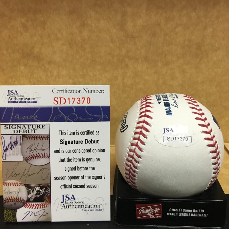 LUCIUS FOX SAN FRANCISCO GIANTS SIGNATURE DEBUT M.L. SIGNED BASEBALL JSA SD17370