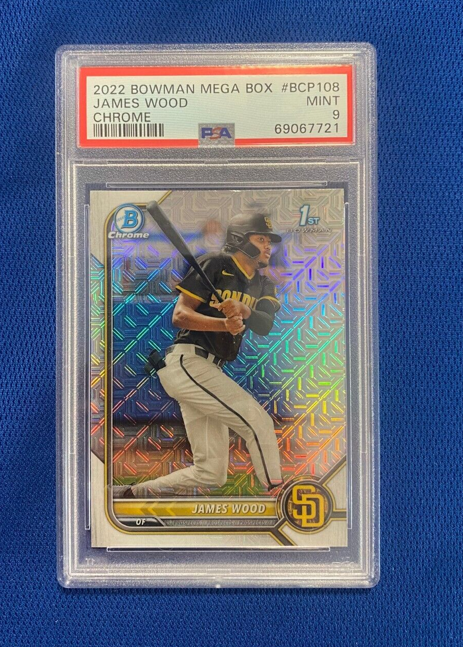 2022 BOWMAN CHROME MEGA BOX JAMES WOOD SAN DIEGO PADRES 1ST BOWMAN PSA 9 MINT