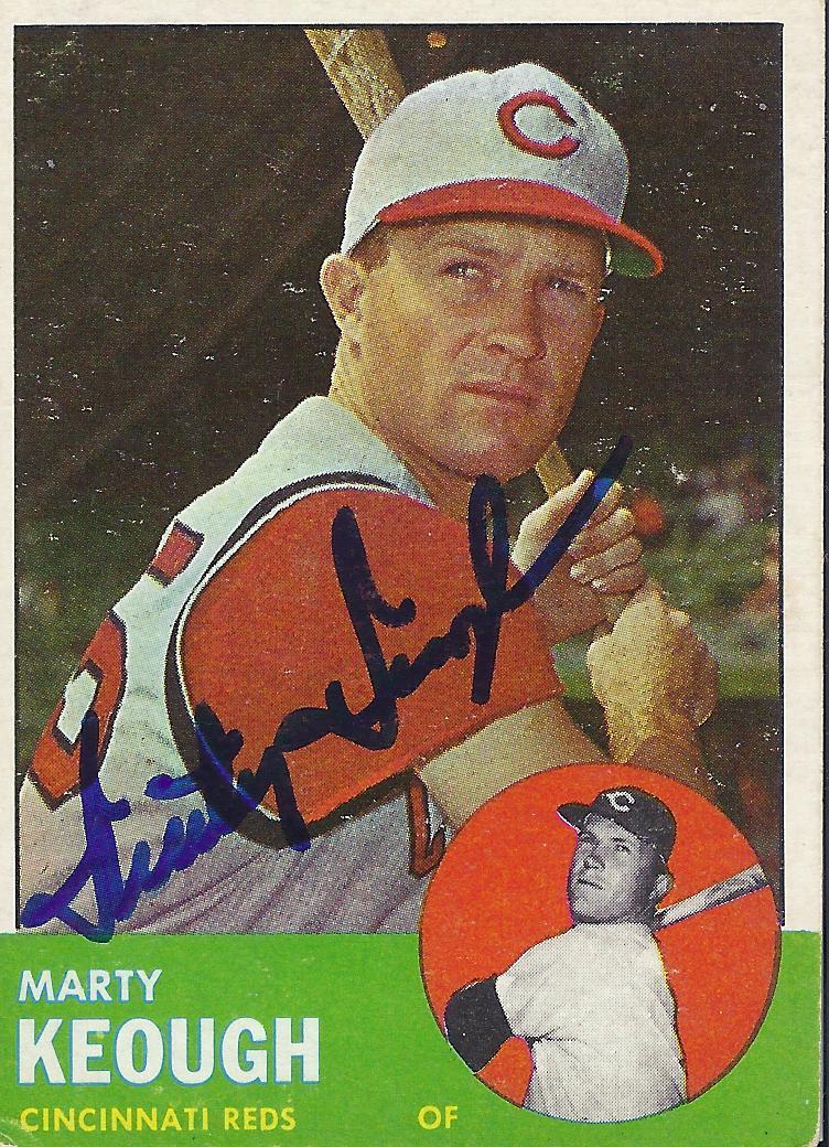 MARTY KEOUGH CINCINATTI REDS 1963 SIGNED AUTOGRAPH CARD W/COA