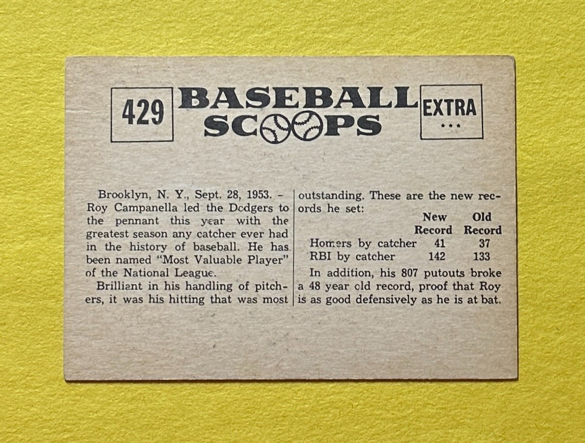 1961 NU-CARD SCOOPS CAMPY MOST VALUABLE PLAYER #429 HOF