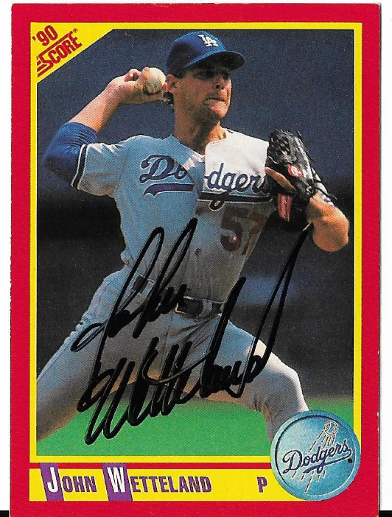 JOHN WETTELAND LA DODGERS SIGNED AUTOGRAPH 1990 SCORE #388 CARD W/COA 