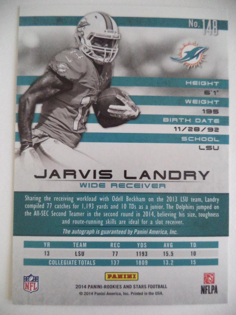 JARVIS LANDRY ROOKIE AUTO #148 LONGEVITY 63/99 AUTOGRAPHED SIGNED DOLPHINS 