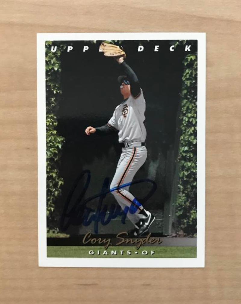 COREY SNYDER SAN FRANCISCO GIANTS SIGNED 1993 UPPER DECK CARD #218 W/COA