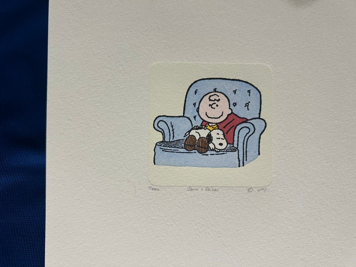 CHARLIE BROWN SNOOPY RESTING SOWA & REISER HAND PAINTED ETCHING PAINTING /500
