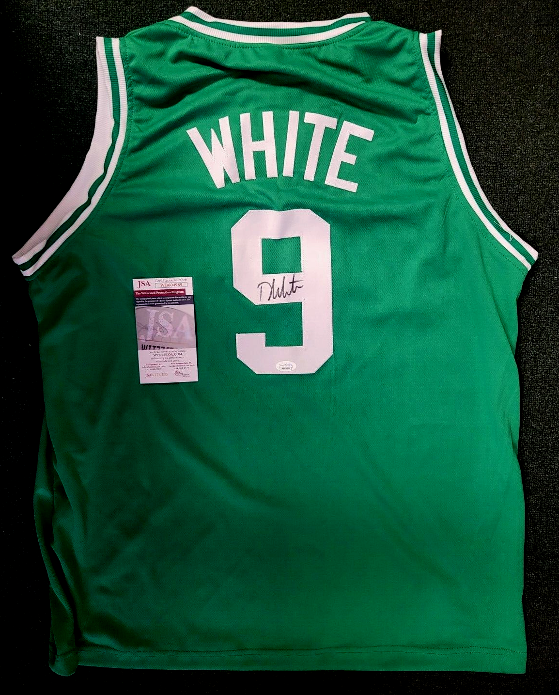 DERRICK WHITE #9 BOSTON CELTICS SIGNED AUTOGRAPH CUSTOM JERSEY SZ XL JSA COA **