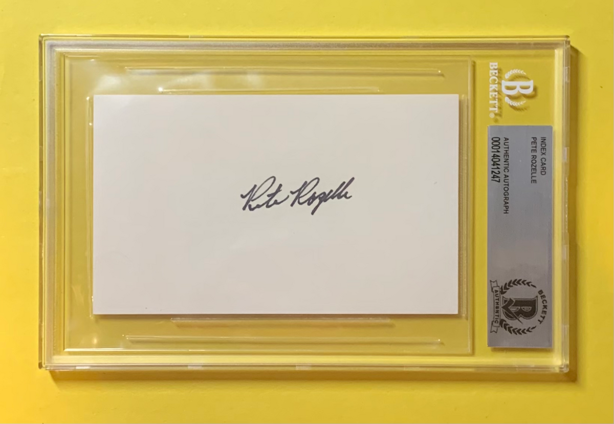 PETE ROZELLE NFL SIGNED AUTHENTIC INDEX CARD BECKETT