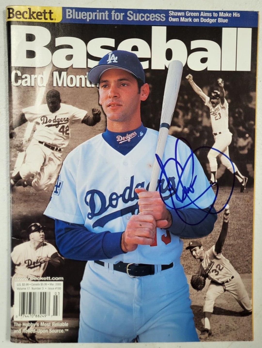 SHAWN GREEN LA DODGERS SIGNED AUTOGRAPHED BECKETT MAGAZINE W/COA