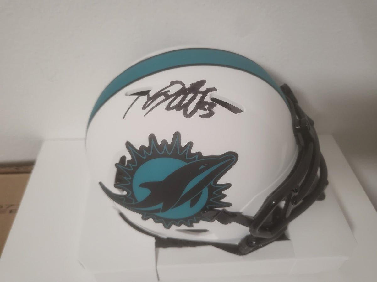 JEFF WILSON JR MIAMI DOLPHINS SIGNED AUTOGRAPHED AUTO LUNAR MINI HELMET JSA *