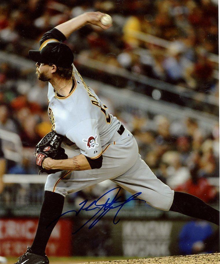 JOHN AXFORD ACTION PITTSBURGH PIRATES SIGNED AUTOGRAPHED 8X10 PHOTO W/COA