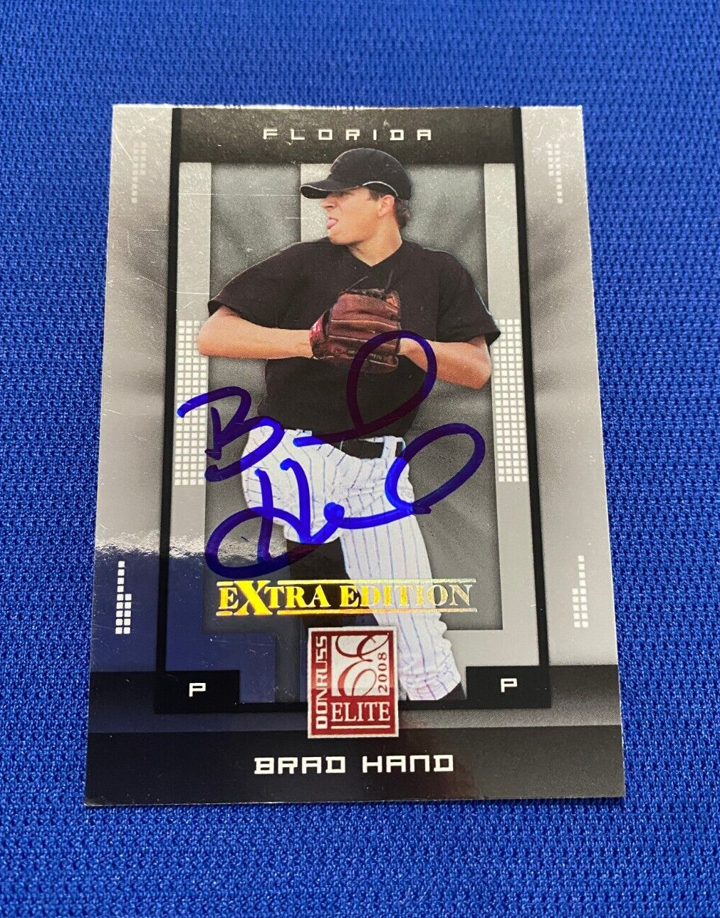 2008 DONRUSS EXTRA EDITION BRAD HAND FL MARLINS SIGNED AUTO RC CARD #10 W/COA