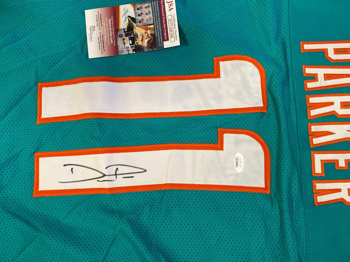 DEVANTE PARKER MIAMI DOLPHINS SIGNED AUTOGRAPH CUSTOM TEAL JERSEY SZ XL JSA **