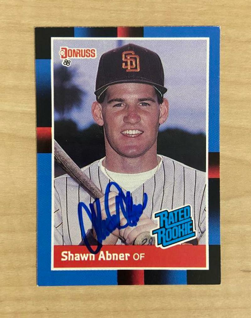 SHAWN ABNER SAN DIEGO PADRES SIGNED AUTOGRAPHED 1988 DONRUSS CARD #33 W/COA 