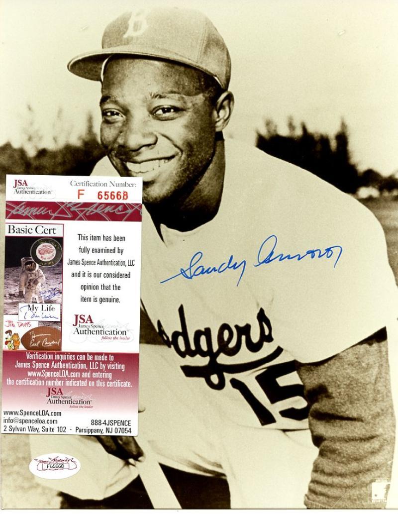 SANDY AMOROS BROOKLYN DODGERS DECEASED SIGNED AUTOGRAPHED 8x10 PHOTO JSA F65668