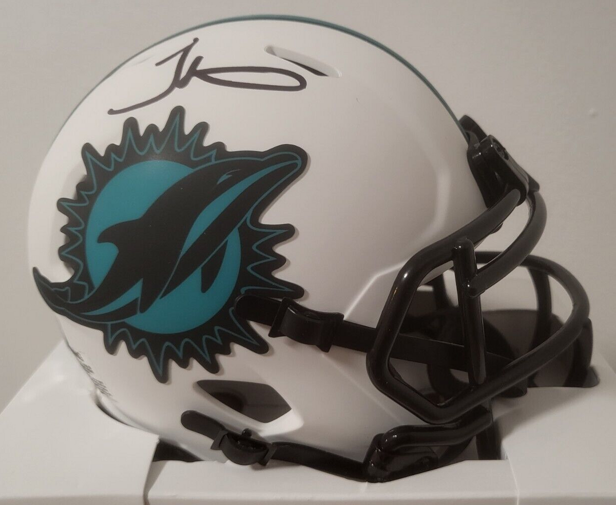 TYREEK HILL MIAMI DOLPHINS SIGNED AUTOGRAPHED AUTO LUNAR MINI HELMET BECKETT *