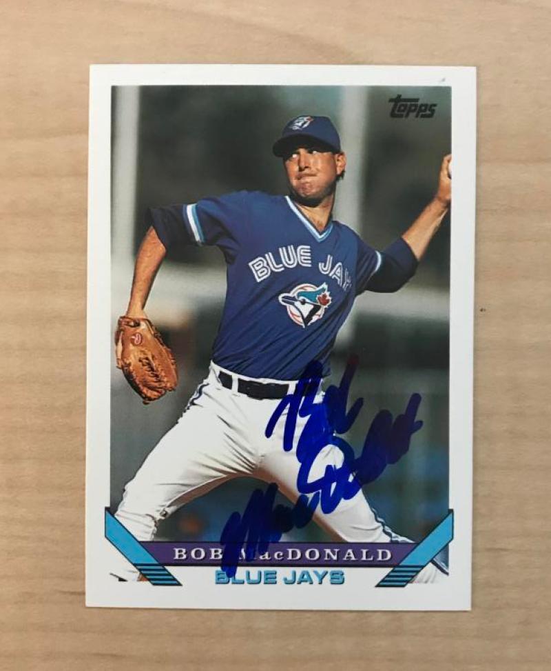 BOB MACDONALD TORONTO BLUE JAYS SIGNED AUTOGRAPHED 1993 TOPPS CARD #427 W/COA