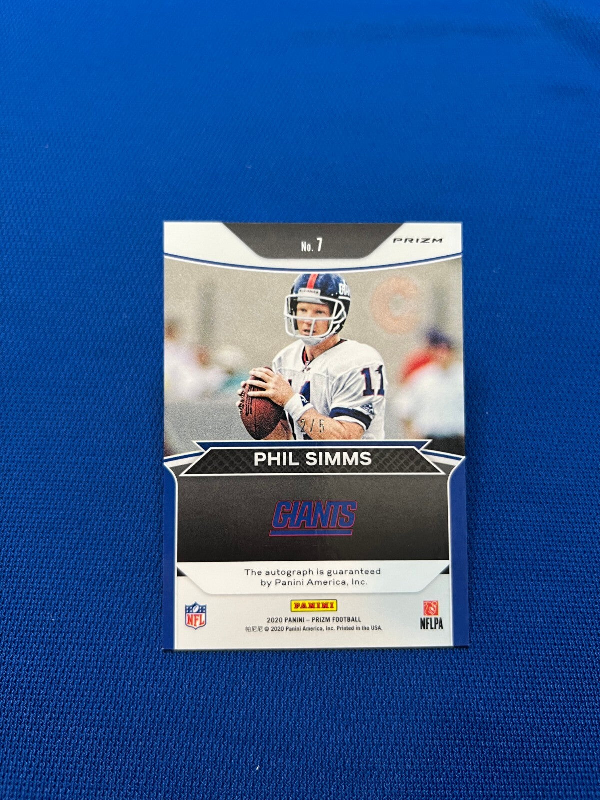 2020 PANINI PRIZM FLASHBACK PHIL SIMMS GIANTS GOLD AUTO AUTOGRAPHED CARD 2/5