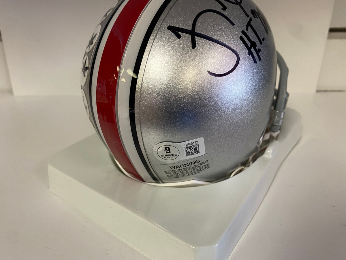 TROY SMITH OHIO STATE BUCKEYES HT 06 SIGNED AUTOGRAPHED MINI HELMET BECKETT AUTH