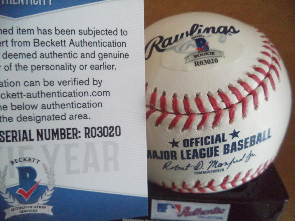A.J. PUK OAKLAND A'S ROOKIE YEAR SIGNED AUTOGRAPHED ML BASEBALL BECKETT R03020