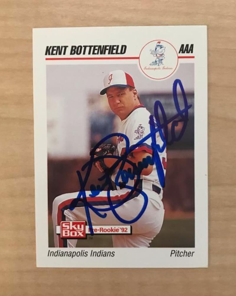 KENT BOTTENFIELD INDIANAPOLIS INDIANS AUTOGRAPHED 1992 SKYBOX CARD #87 W/COA