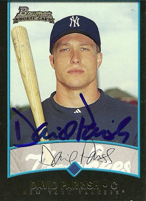 DAVID PARRISH NY YANKEES SIGNED AUTOGRAPHED 2001 BOWMAN RC CARD #329 W/COA