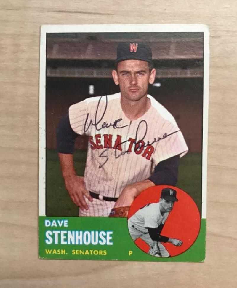 DAVE STENHOUSE WASHINGTON SENATORS SIGNED AUTOGRAPHED 1963 TOPPS CARD #263 W/COA