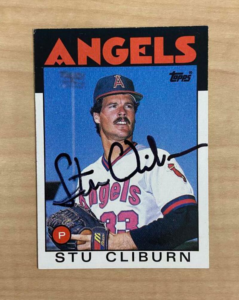 STU CLIBURN CALIFORNIA ANGELS SIGNED AUTOGRAPHED 1986 TOPPS CARD #179 W/COA