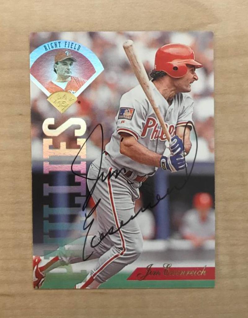 JIM EISENREICH PHILADELPHIA PHILLIES SIGNED 1995 LEAF CARD #149 W/COA