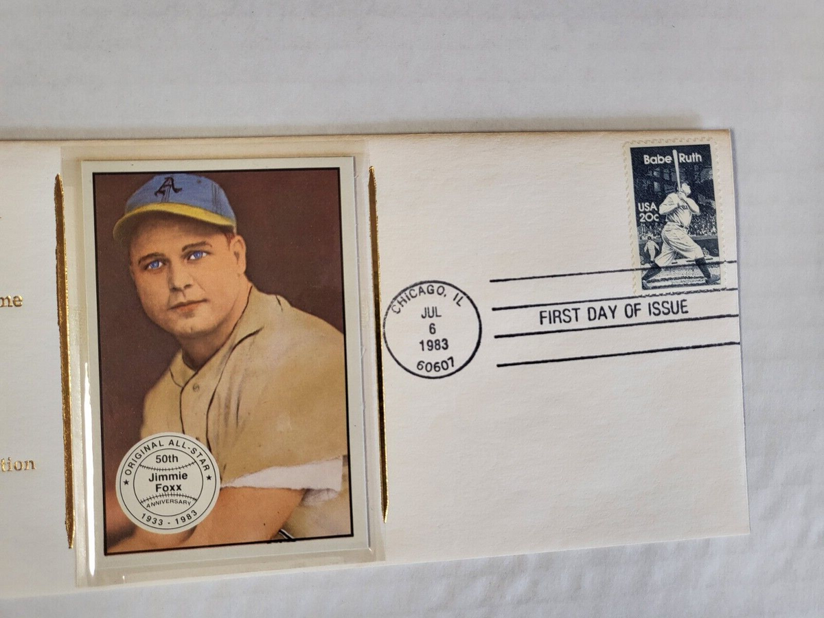 CHICAGO'S TRIPLE-HEADER OF GOLD CACHET FIRST DAY ISSUE BABE RUTH JIMMIE FOXX