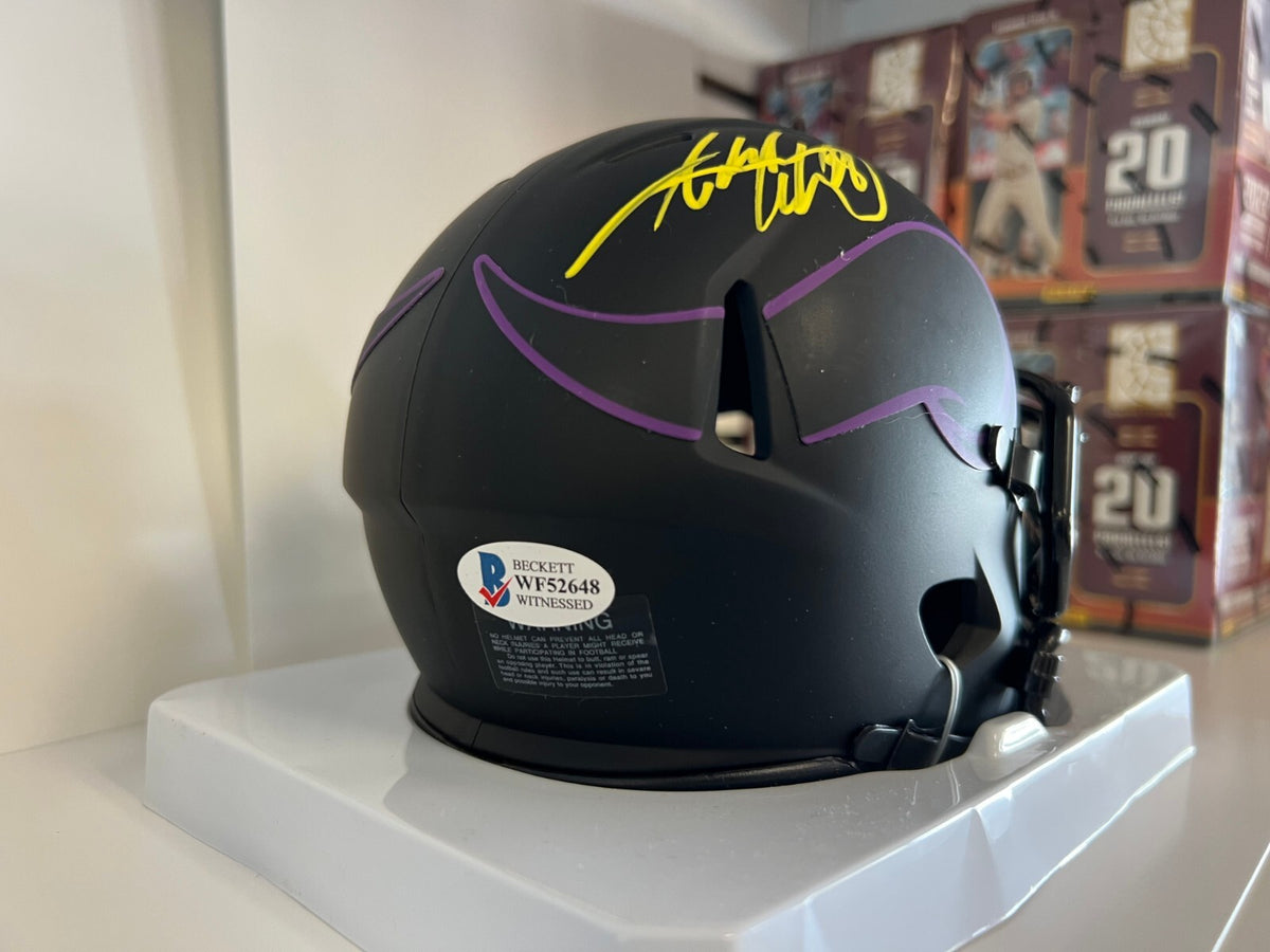 ADRIAN PETERSON MINNESOTA VIKINGS SIGNED AUTOGRAPHED ECLIPSE MINI HELMET BECKETT