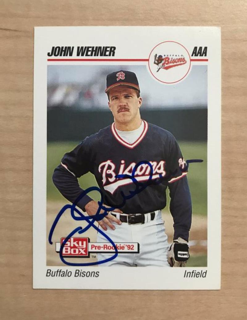 JOHN WEHNER BUFFALO BISONS SIGNED AUTOGRAPHED 1992 SKYBOX CARD #21 W/COA