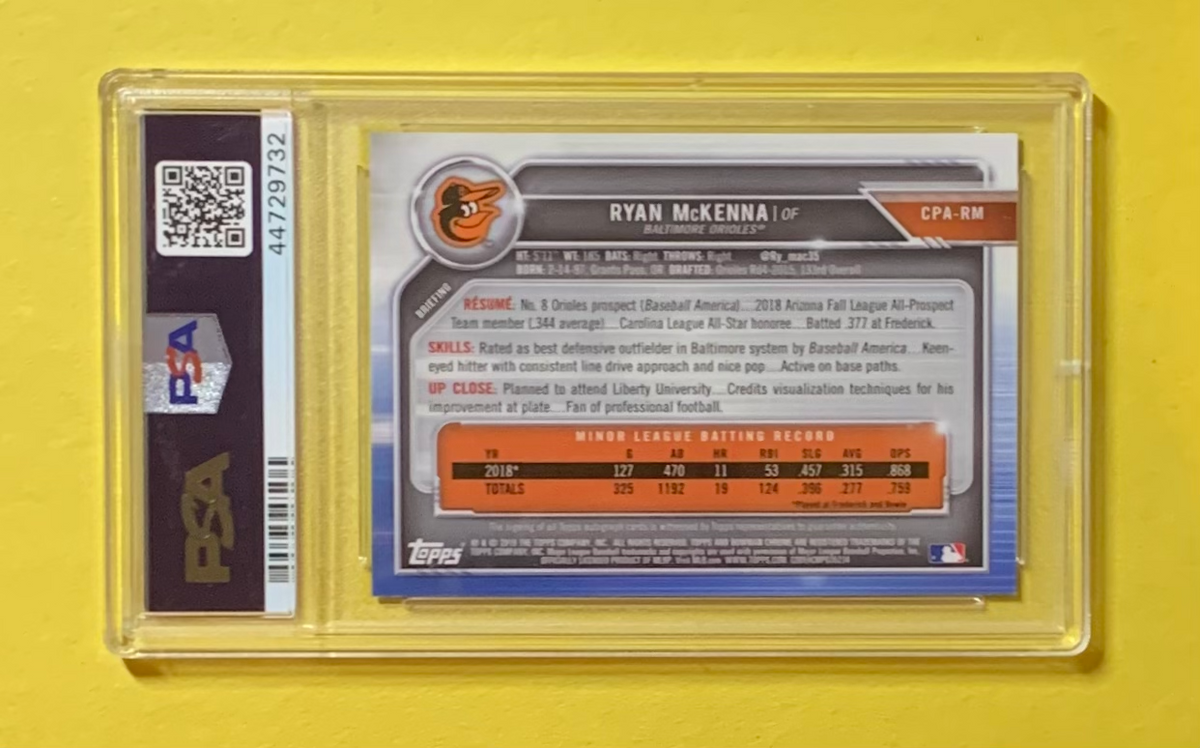 2019 BOWMAN CHROME RYAN MCKENNA GREN ATOMIC AUTO /99 #CPA-RM PSA GEM MT 10